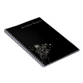 Boho Wildflower Personalized Black Gift for Her ノートブック (右側)