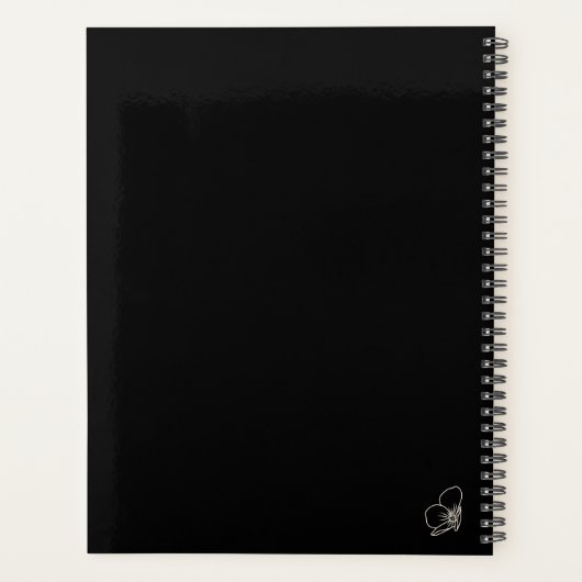 Boho Wildflower Personalized Black Gift for Her プランナー手帳 (裏面)