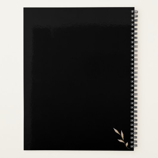 Boho Wildflower Personalized Black Gift for Her プランナー手帳 (裏面)