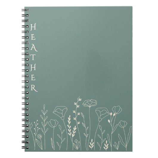 Boho Wildflower Personalized  Gift for Her ノートブック (正面)