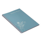 Boho Wildflower Personalized Teal Gift for Her ノートブック (右側)