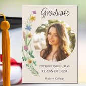 Boho Wildflower Photo Girl College卒業 案内状