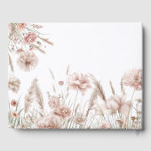 Boho Wildflower Pink Floral Baby Shower Guest Book ゲストブック (裏面)