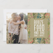 Boho Wildflower QRコードフォト結婚ズ セーブザデート (正面)