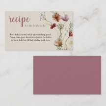 Boho Wildflower Recipe Request Enclosure Card