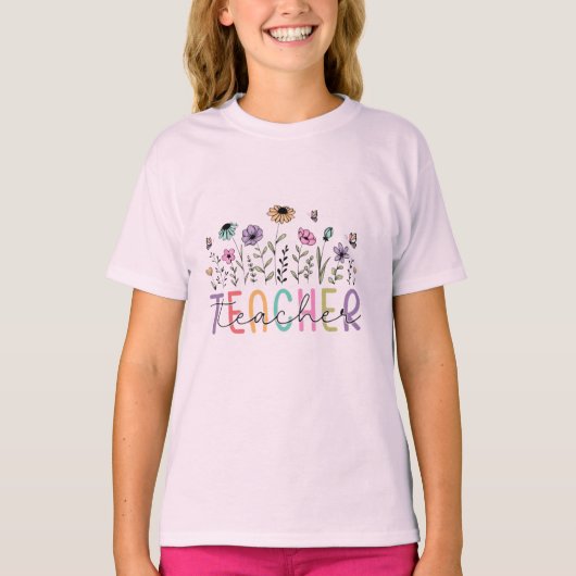 Boho Wildflower Teacher Appreciation floral t-shir Tシャツ (正面)