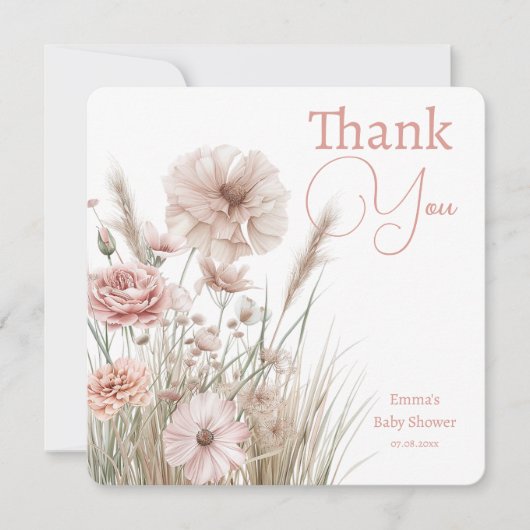 Boho Wildflower Thank You Card サンキューカード (正面)