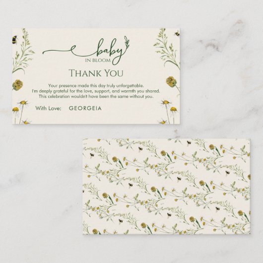 Boho Wildflower Thank You Enclosure Card  エンクロージャーカード (正面/裏面)