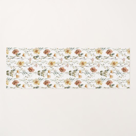 Boho Wildflower Watercolor ヨガマット (正面(横))