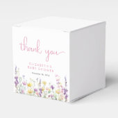 Boho Wildflower Watercolor Baby Girl Shower フェイバーボックス (正面サイド)
