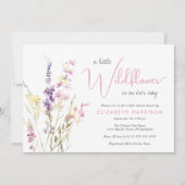Boho Wildflower Watercolor Baby Girl Shower 招待状 (正面)