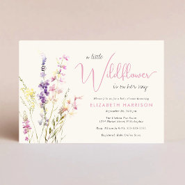 Boho Wildflower Watercolor Baby Girl Shower 招待状