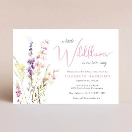 Boho Wildflower Watercolor Baby Girl Shower 招待状