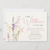 Boho Wildflower Watercolor Baby Girl Shower 招待状 (正面)