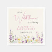 Boho Wildflower Watercolor Baby Shower スタンダードカクテルナプキン (正面)
