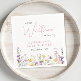 Boho Wildflower Watercolor Baby Shower スタンダードカクテルナプキン