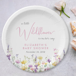 Boho Wildflower Watercolor Baby Shower ペーパープレート