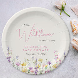 Boho Wildflower Watercolor Baby Shower ペーパープレート