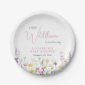 Boho Wildflower Watercolor Baby Shower ペーパープレート (正面)