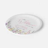 Boho Wildflower Watercolor Baby Shower ペーパープレート (アングル)