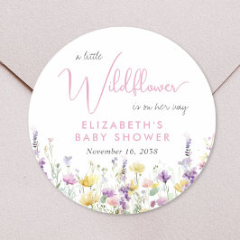 Boho Wildflower Watercolor Baby Shower ラウンドシール