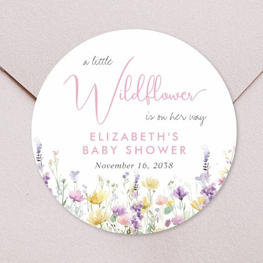 Boho Wildflower Watercolor Baby Shower ラウンドシール