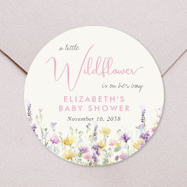 Boho Wildflower Watercolor Baby Shower ラウンドシール