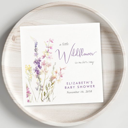 Boho Wildflower Watercolor Baby Shower Napkins スタンダードカクテルナプキン