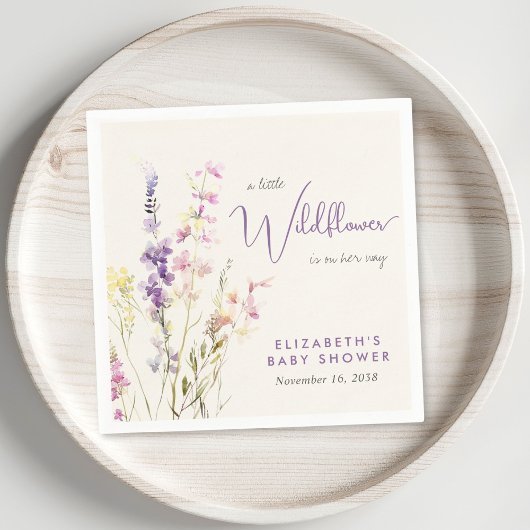Boho Wildflower Watercolor Baby Shower Napkins スタンダードカクテルナプキン