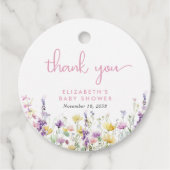 Boho Wildflower Watercolor Baby Shower Thank You フェイバータグ (正面)