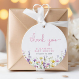 Boho Wildflower Watercolor Baby Shower Thank You フェイバータグ