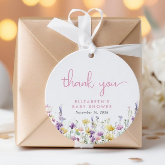 Boho Wildflower Watercolor Baby Shower Thank You フェイバータグ