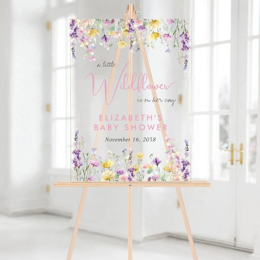 Boho Wildflower Watercolor Baby Shower Welcome アクリルサイン