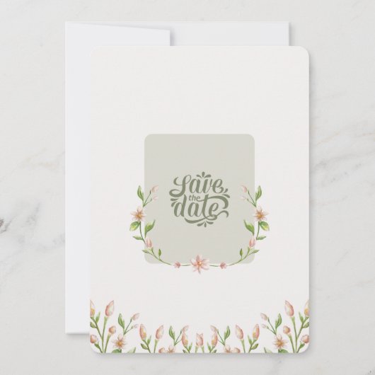 Boho Wildflower Watercolor Botanical Sage Wedding  招待状 (裏面)