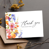 Boho Wildflower Watercolor Floral Elegant Wedding サンキューカード