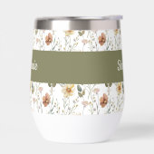 Boho Wildflower Watercolor Monogram Name Thermal (左面)