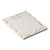 Boho Wildflower Watercolor Named Cream Blush ノートパッド (アングル)