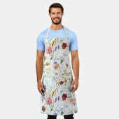 Boho Wildflower Watercolor Spring  Flower エプロン (着用した状態)