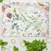 Boho Wildflower Watercolor Spring  Flower キッチンタオル (折り畳み)