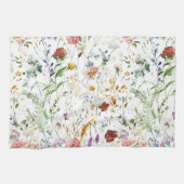 Boho Wildflower Watercolor Spring  Flower キッチンタオル (横)