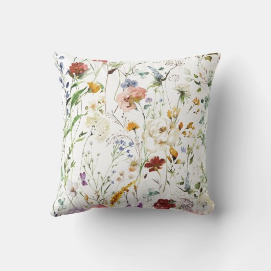 Boho Wildflower Watercolor Spring  Flower クッション (裏面)
