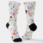 Boho Wildflower Watercolor Spring Flower ソックス (傾斜あり)