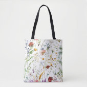 Boho Wildflower Watercolor Spring  Flower トートバッグ (正面)