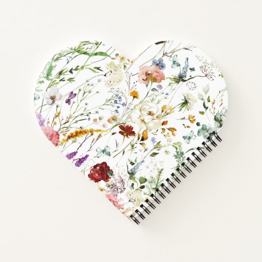 Boho Wildflower Watercolor Spring Flower ノートブック (裏面)