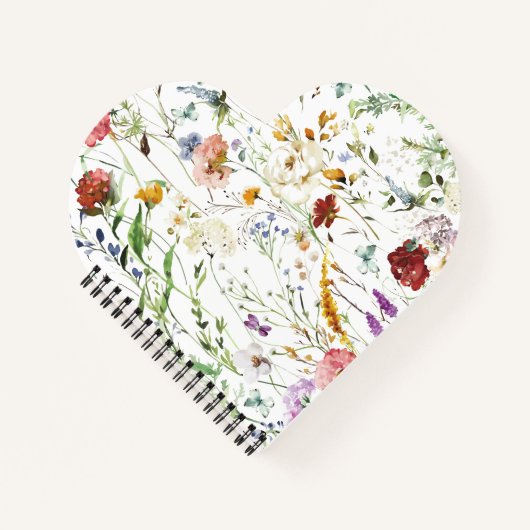 Boho Wildflower Watercolor Spring  Flower ノートブック (正面)