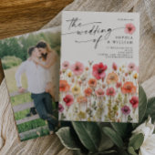 Boho Wildflower Wedding Invite Photo Back 招待状