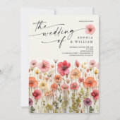 Boho Wildflower Wedding Invite Photo Back 招待状 (正面)