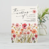 Boho Wildflower Wedding Invite Photo Back 招待状 (スタンド正面)