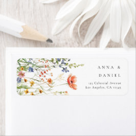 Boho Wildflower Wedding Return Address ラベル