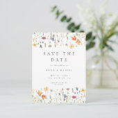 Boho Wildflower Wedding Save the Date Postcard インビテーションポストカード (スタンド正面)